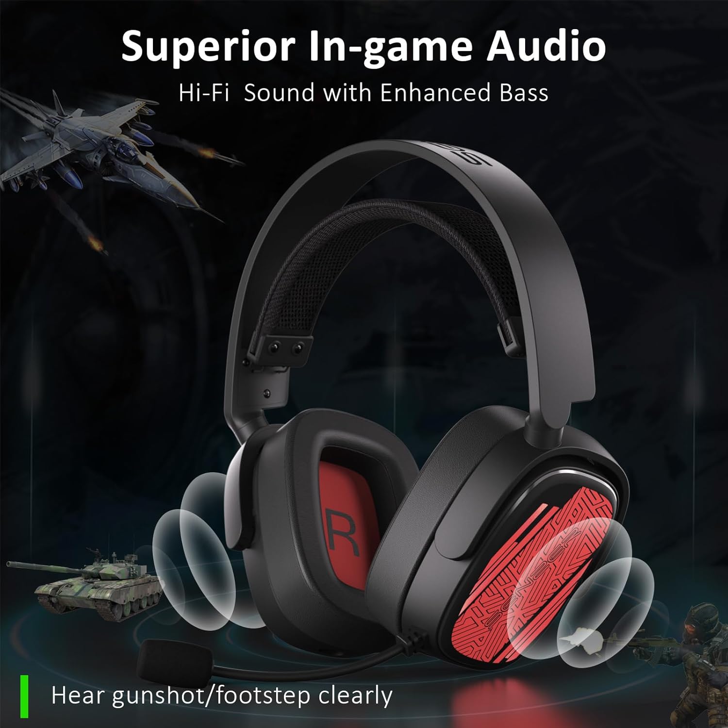 SENZER X100 Wireless Gaming Headset for PS5 PS4 PC Switch Bluetooth Ga ...